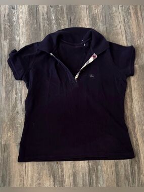Vintage Y2K Burberry London Navy Nova Check Polo Shirt T-Shirt
